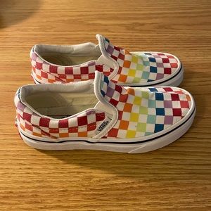 Vans Kids size 1 Rainbow Checkered Slip-On